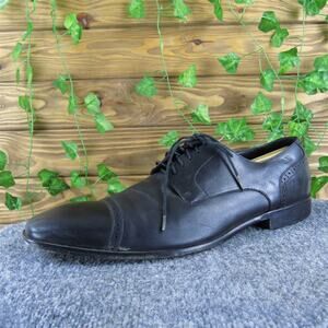 HUGO‎ BOSS Men's Toe Cap Derby Oxfords Black Leather Size 11.5 Medium Used 2025